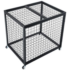 VEVOR Rolling Sports Ball Storage Cart, Basketball Cage with Double Lids, Sport Equipment Holder Organizer for Indoor Outdoor