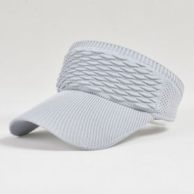 Outdoor Sports Sun Visor Cap; Long Brim Textured Breathable Hollow Out Peaked Cap Topless Sun Ponytail Hat (Color: 4# Grey)
