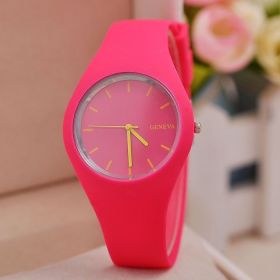 2020 Geneva Women Sport Watches Cream Color Ultra-thin Fashion Gift Silicone Strap Leisure Watch Women Women's Jelly Watches (Color: Rose Red, size: 1)
